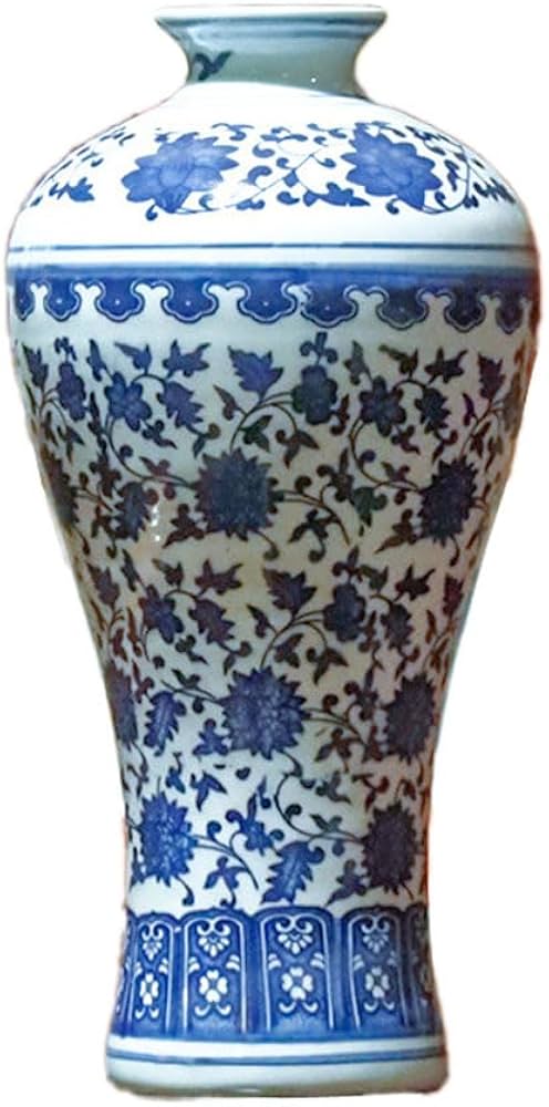 Amazon.co.jp: 古典的な青花磁器花瓶、典雅な磁器青花釉花瓶、高さ約11